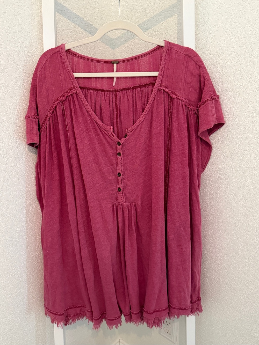 Free People Rose Pink Boho Button-Front Tunic